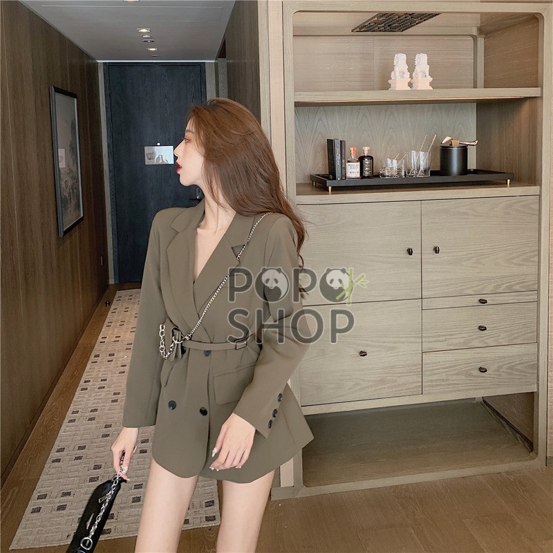Áo blazer dài tay hàn quốc có kèm túi đeo trước sành điệu cá tính