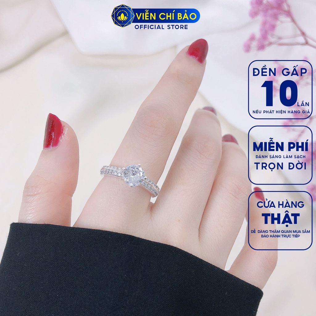Nhẫn bạc nữ đính đá cao chất liệu bạc S925 thời trang phụ kiện trang sức nữ thương hiệu Viễn Chí Bảo N400615