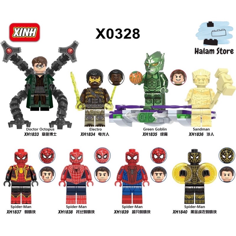 Đồ chơi xếp hình Xinh X0328 lego Minifigures Marvel - Mô hình người nhện Spider Man