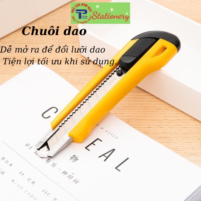 Dao rọc giấy Deli, cỡ lớn, loại 8 lưỡi tách rời, Vàng - 1 cái - E2042