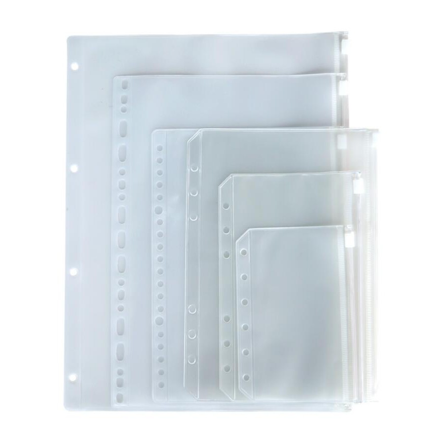 Bìa Đựng Hồ Sơ 6 Lỗ Cỡ A5/A6/A7/B5/A4 Có Khóa Kéo
