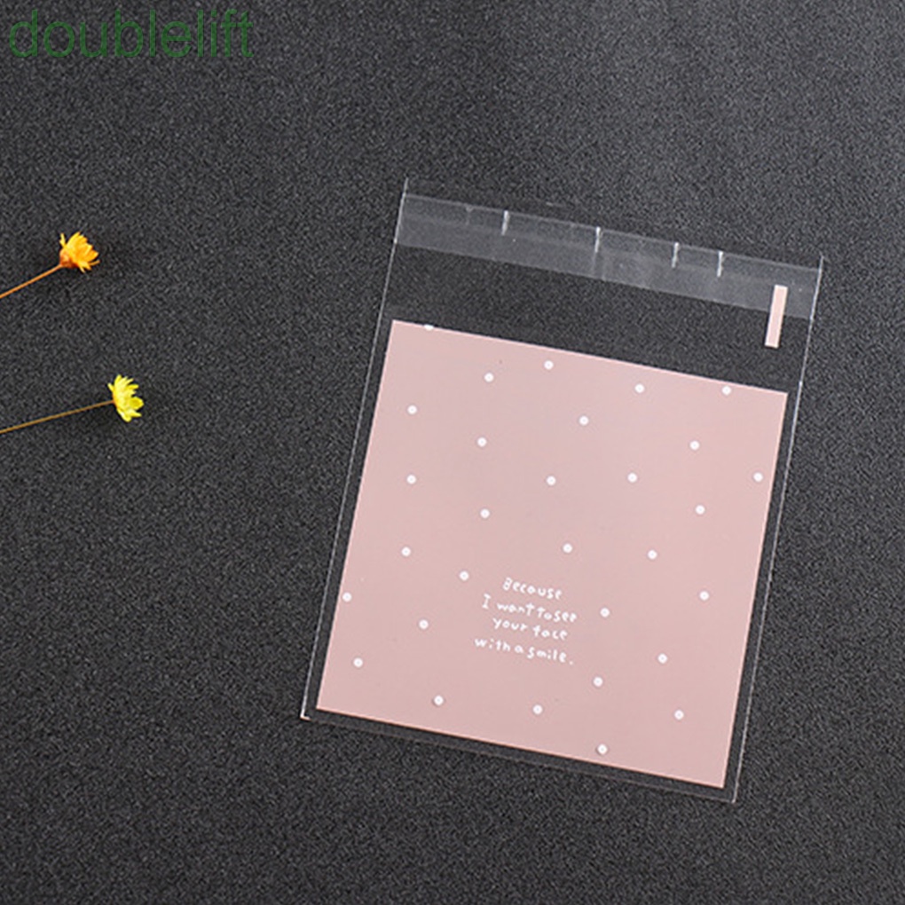 Set 100 túi nhựa đựng bánh quy tự dính tiện dụng