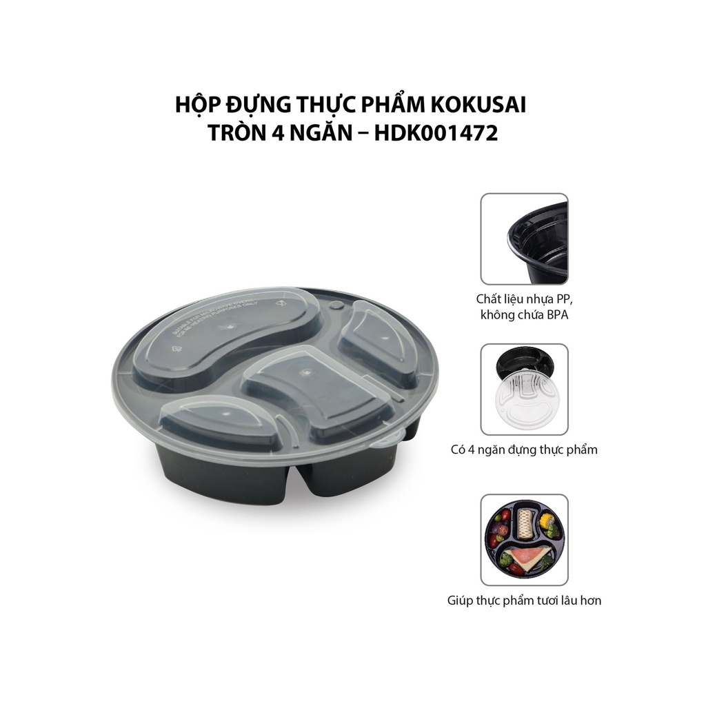 Hộp đựng thực phẩm Kokusai tròn 4 ngăn – HDK001472