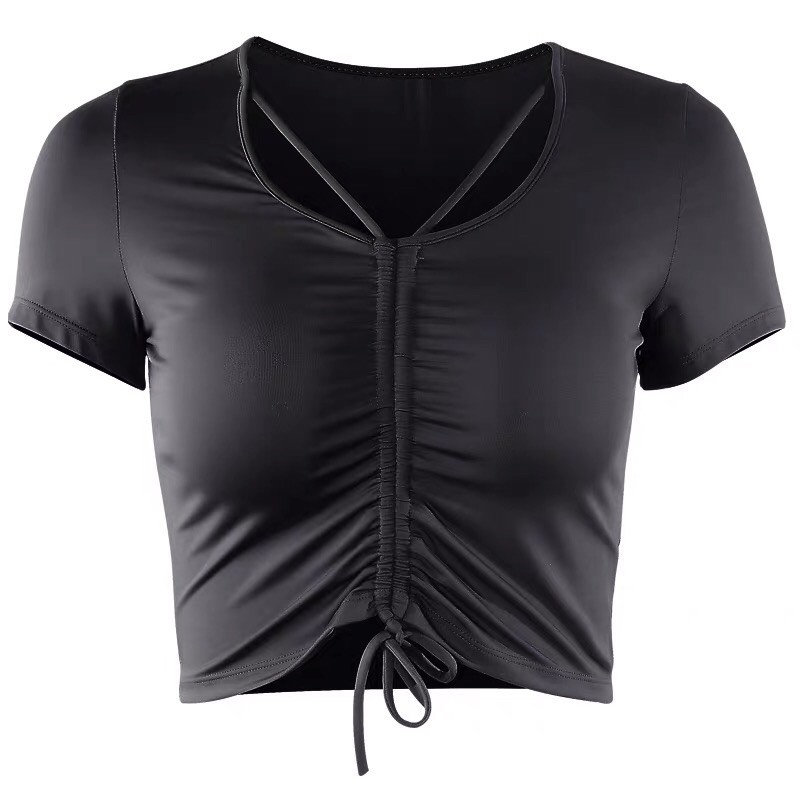 ÁO CROPTOP RÚT DÂY MẪU MỚI TẬP GYM, YOGA - T11