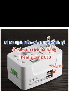 Ổ cẮm du lịch đa năng 2 cổng usb