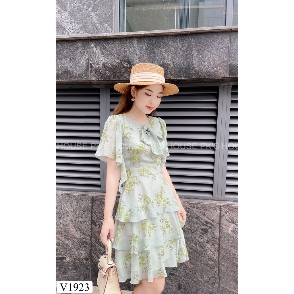 Đầm Thiết Kế Dáng Xoè Hoa Xanh Xếp Tầng Cánh Tiên V1923, Váy Xoè Voan Hoa Cao Cấp - PK Official | BigBuy360 - bigbuy360.vn