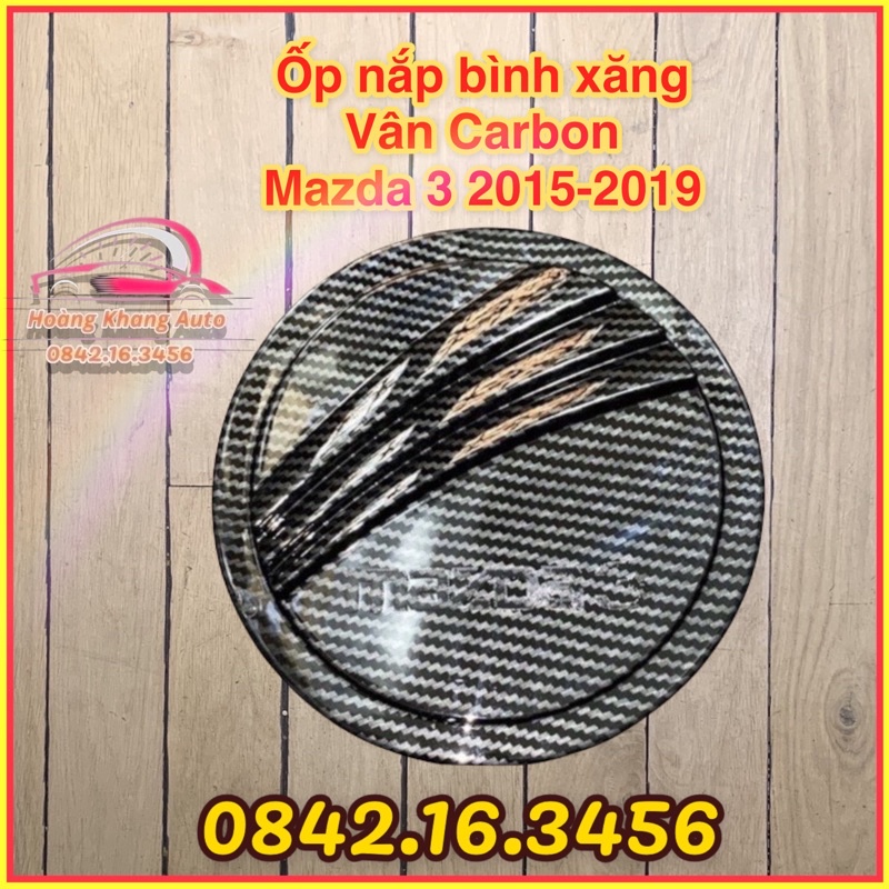 Ốp nắp bình xăng mazda 3 2015 - 2019, 2 mẫu Carbon và mạ crom