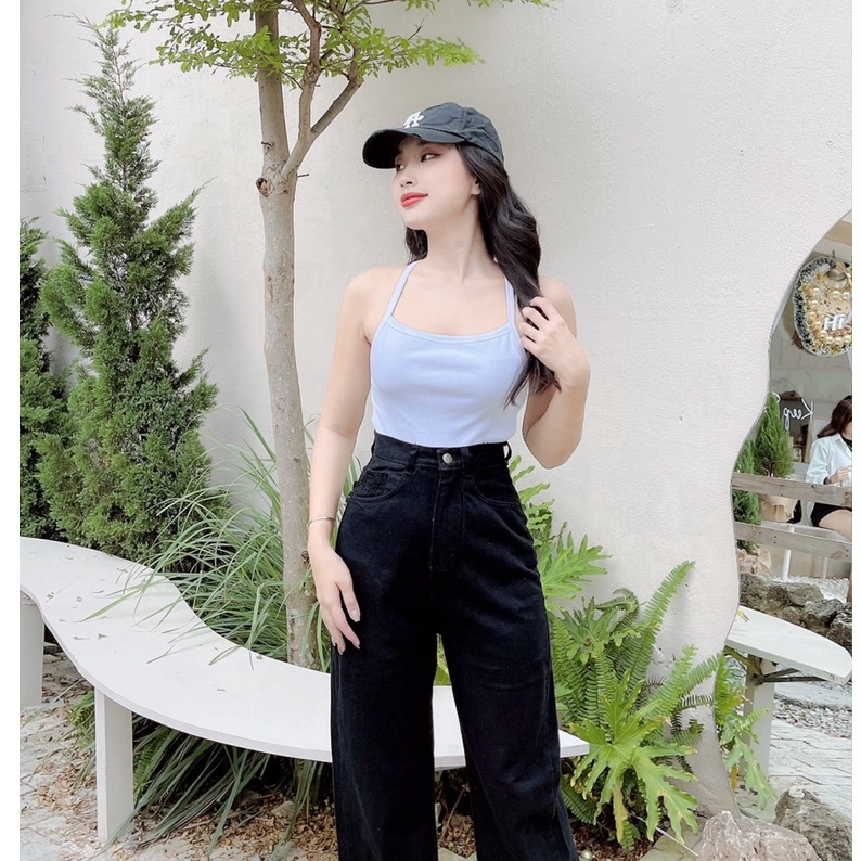 QUẦN JEANS ỐNG RỘNG NỮ LƯNG CAO MÀU ĐEN CAO CẤP NITI VUI TƯƠI ĐÓN CHÀO NGÀY MỚI ĐẲNG CẤP THỜI TRANG