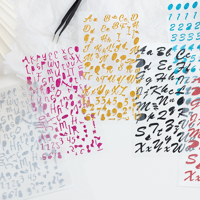 Sa Miếng Dán Trang Trí Sổ Tay Hình Chữ Cái Và Số Phối Kim Tuyến Lấp Lánh