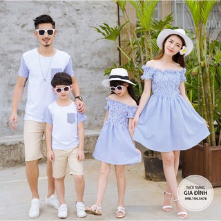 Set gia đình váy trễ vai bèo ngực