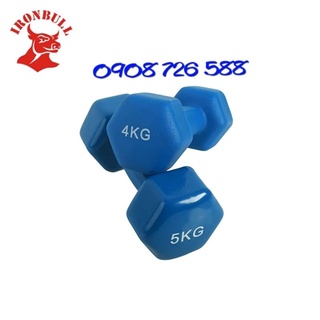 Tạ tay bọc cao su tập gym 4kg- theo cặp - tạ tay mini cao cấp chính hãng iron bull tập gym