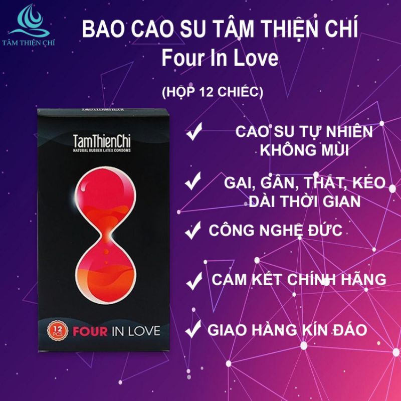 Bao cao su Tâm Thiện Chí Four in Love 12 chiếc