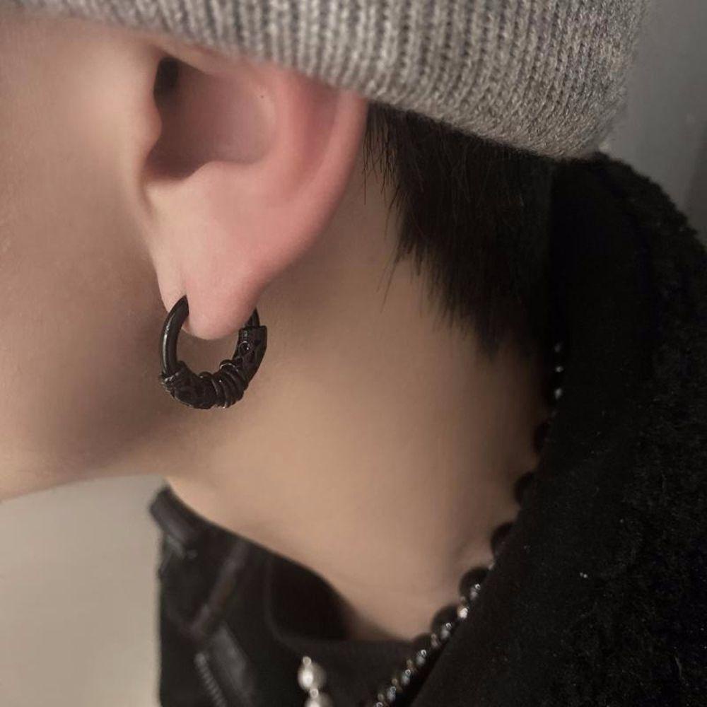 BERNARDO Khuyên Tai Tròn Bằng Thép Không Gỉ Phong Cách Hip Hop Hàn Quốc Cá Tính Dành Cho Nam Nữ