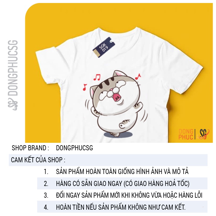 Áo thun mèo ami dễ thương phông unisex nam nữ thun cotton mềm mịn màu trắng SGK019T DONGPHUCSG