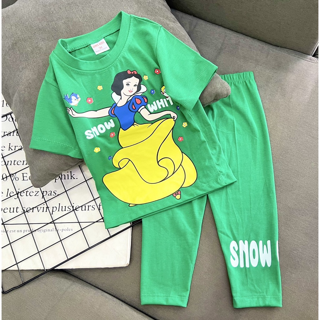 Đồ bộ bé gái 3-5 tuổi áo tay ngắn quần dài cotton Jennie kids J322