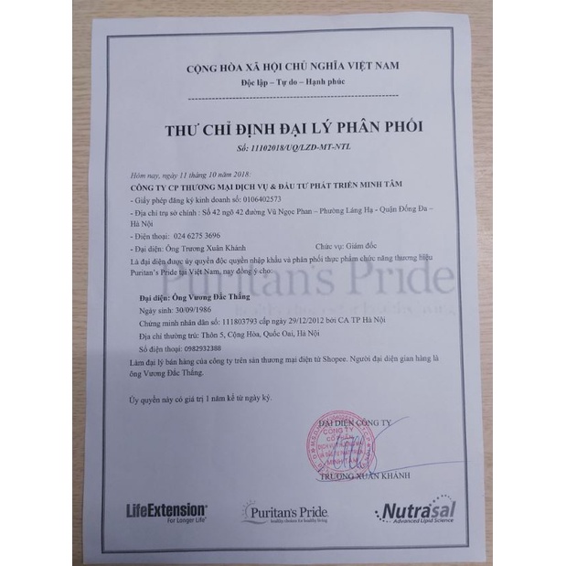 Viên uống trắng da Puritan's Pride L-Glutathione 500mg 30 viên