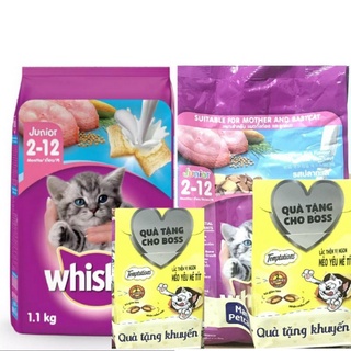 Thức ăn hạt cho mèo con Whiskas vị cá biển và sữa dạng túi 1,1kg nhập khẩu từ Thái Lan