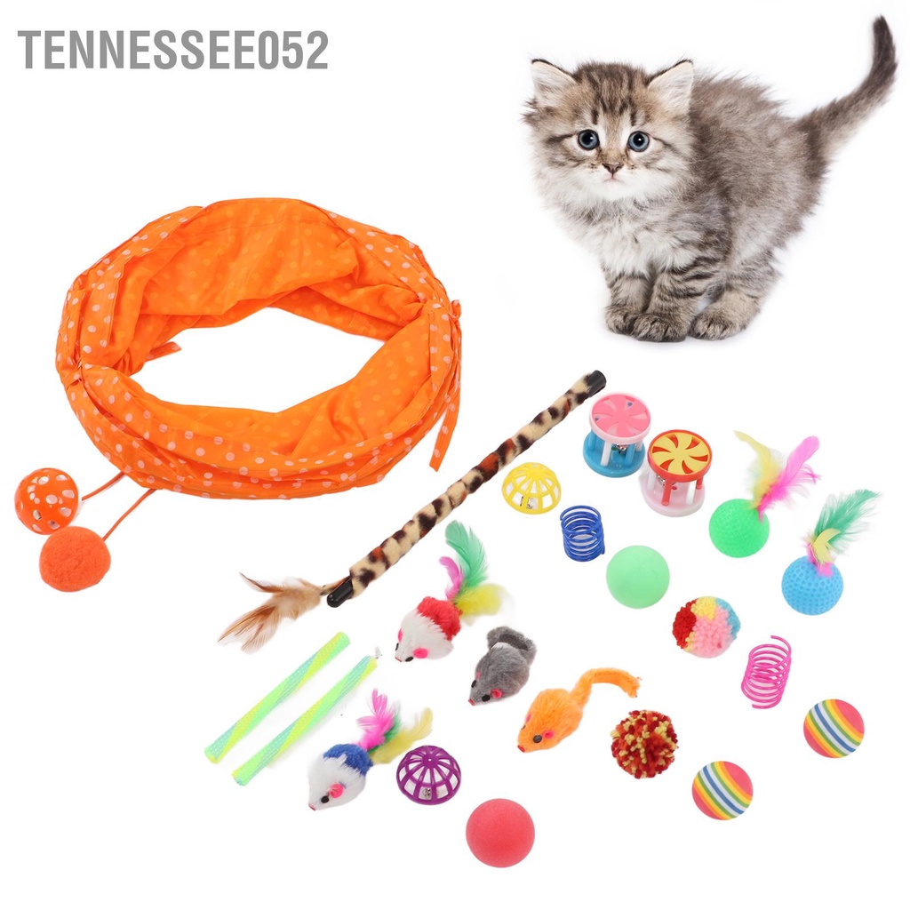 Tennessee052 22 cái Đồ chơi cho mèo Nhiều sự kết hợp khác nhau quả cầu lông vũ tương tác
