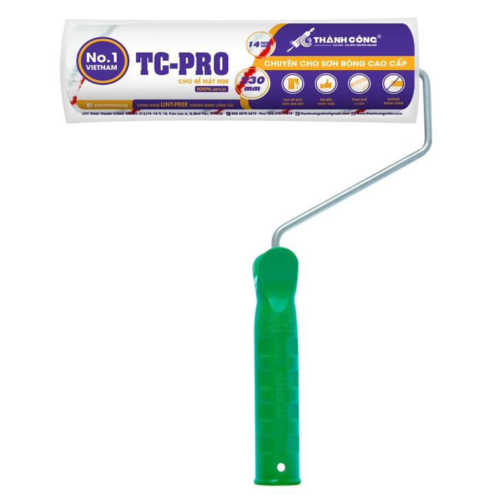 Cọ lăn TC PRO Tím rulo lăn sơn chuyên dùng cho bề mặt phẳng, mịn, dùng cho sơn cao cấp