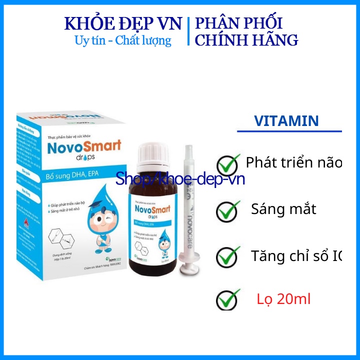 Novosmart Bổ sung DHA, EPA hàm lượng cao giúp trẻ tăng chỉ số IQ, phát triển não bộ toàn diện – Lọ 20ml