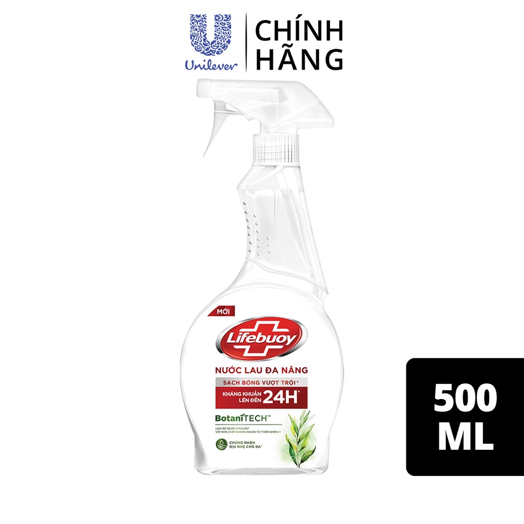 Nước Lau Đa Năng Lifebuoy BotaniTECH Hương Tràm Trà & Khuynh Diệp Chai Xịt 500ml