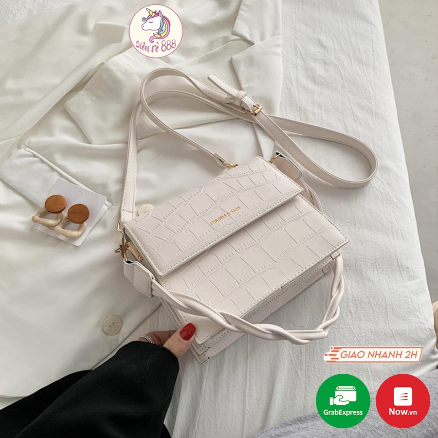 Túi da nữ họa tiết vân form vuông - MA216