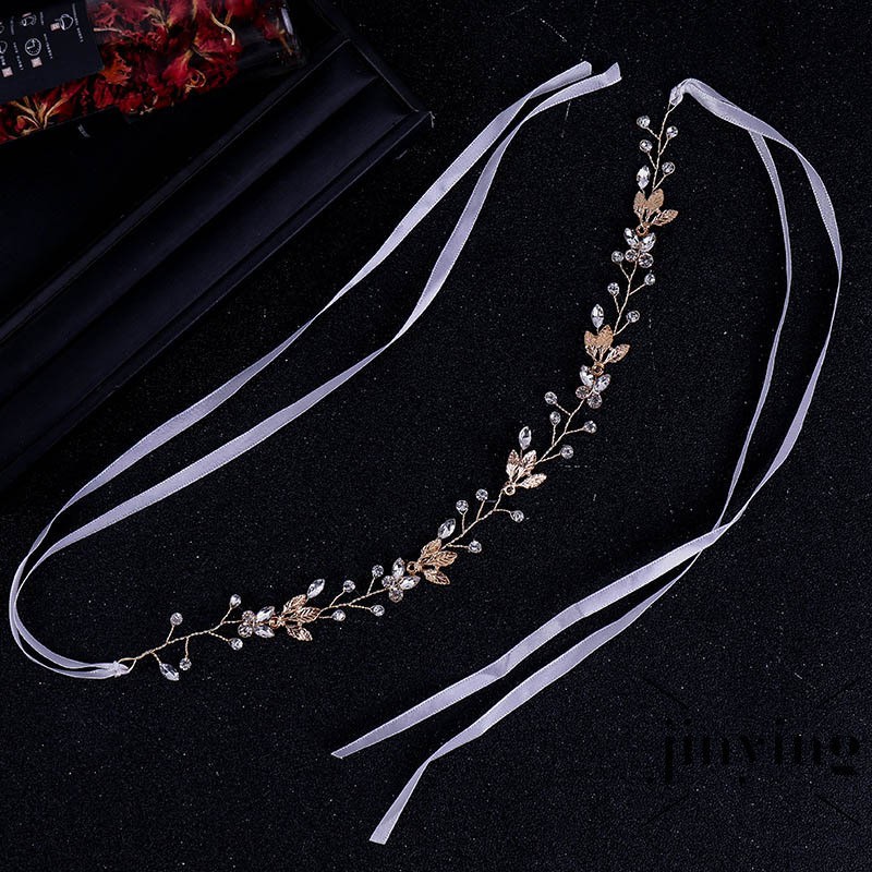 GETNOIVAS Băng đô vương miện Tiara cột dây hình hoa lá trang trí tóc cho cô dâu xinh đẹp