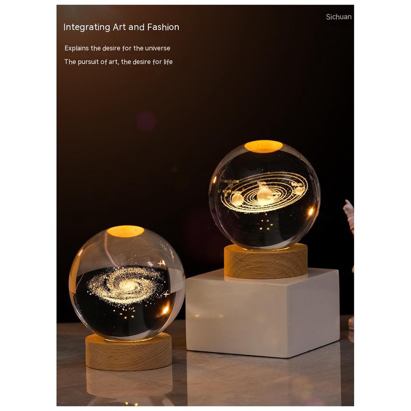Quả Cầu Pha Lê Dạ Quang Hình Bầu Trời Đầy Sao Sáng Tạo Trang Trí Bàn Làm Việc