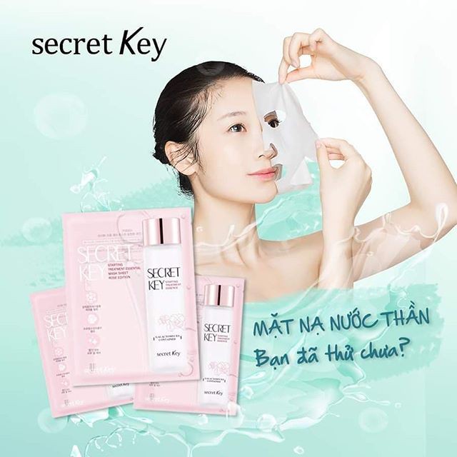 Mặt nạ "nước thần" dưỡng ẩm làm sáng da Secret Key Starting Treatment Essential Mask Sheet - Rose Edition 30g