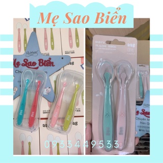 Set 2 muỗng/ thìa ăn silicon AAG