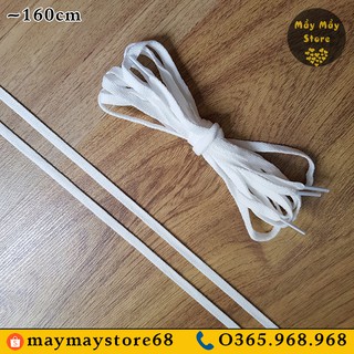 Dây Giày Dẹt Trắng Dài 160cm (Cho Giày Cổ Cao Có 8-10 Lỗ Xâu)