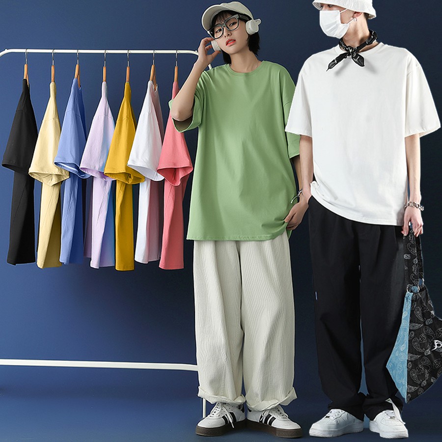 Áo Thun Tay Lỡ Unisex form rộng oversize phông trơn nam nữ basictee phong cách streetwear QTL0