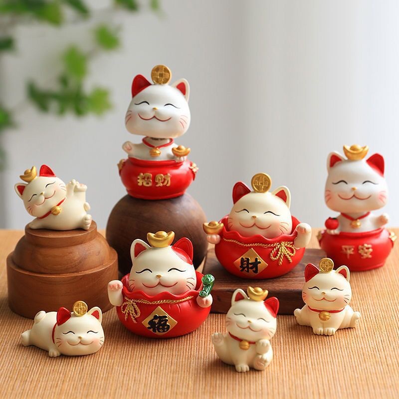 Set 4 chú mèo Thần tài để bàn