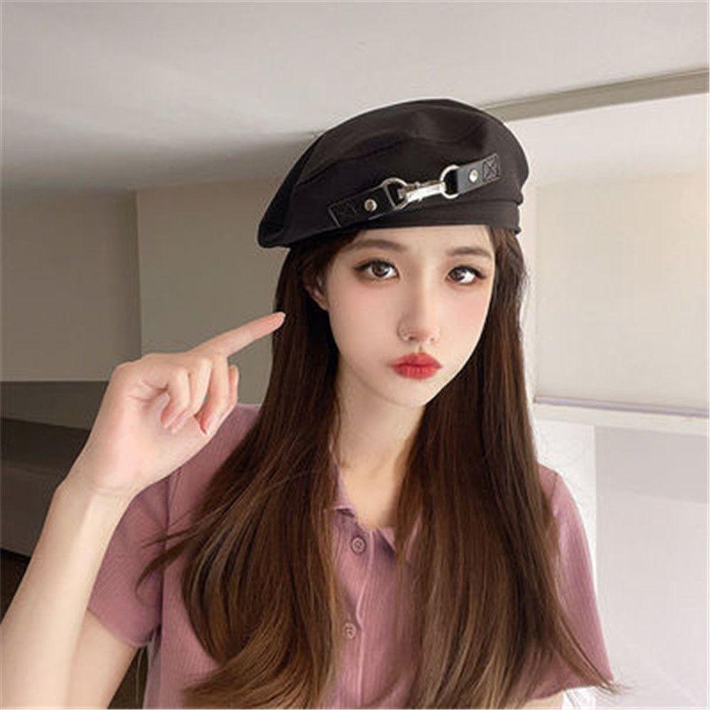 PINEVN Mũ Nồi Kiểu Họa Sĩ Pháp Phối Vòng Kim Loại Đôi Cá Tính Dễ Thương