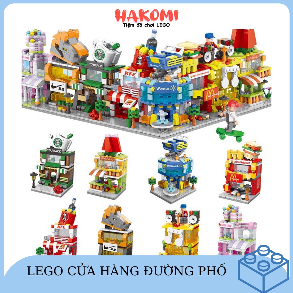 Bộ Đồ Chơi Lego Mô Hình Cửa Hàng Đường Phố Giáo Dục Cho Bé trên 150 Chi Tiết