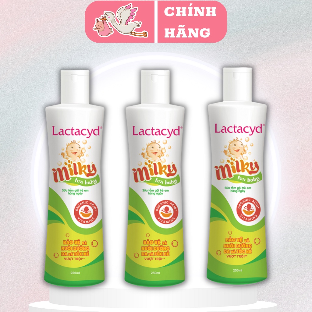 Sữa Tắm Gội An toàn Cho bé Lactacyd Milky 250ml