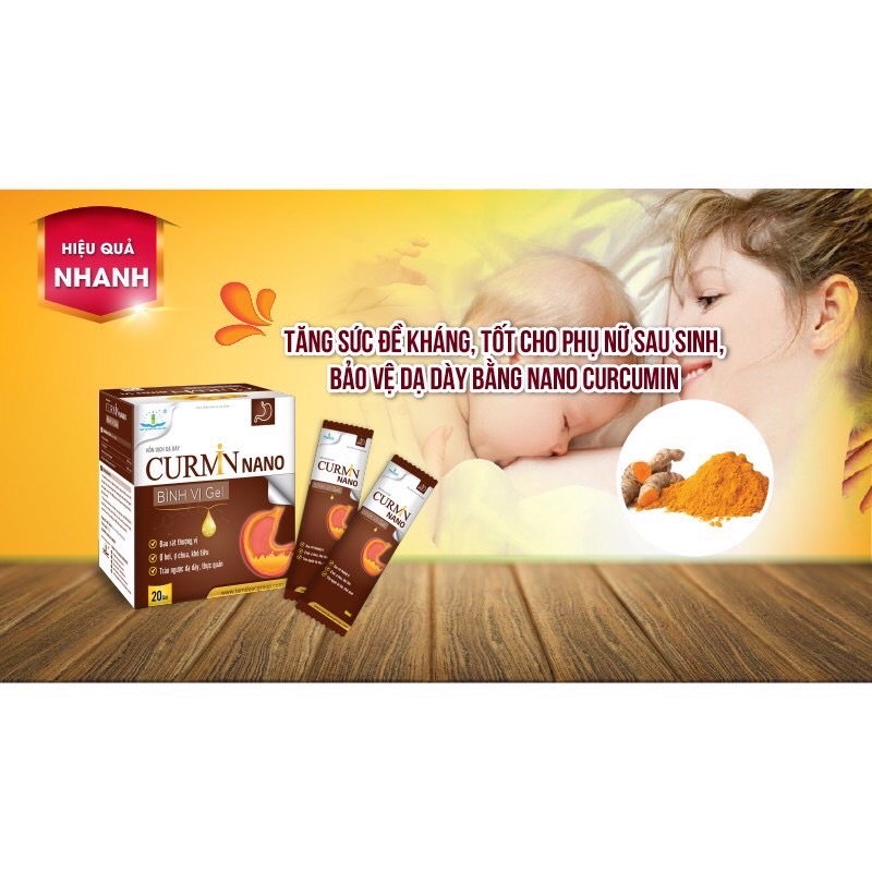 [CHÍNH HÃNG] CURMIN NANO Bình Vị Gel Hỗ Trợ Giảm Ợ Chua, Đau Rát Thượng Vị, Trào Ngược Dạ Dày - Hộp 30 Gói