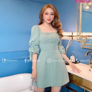 Đầm đũi cổ vuông tay cột nơ bigsize 55kg-90kg