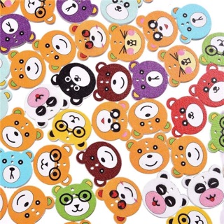 Sét 10 khuy gỗ hình gấu làm phụ kiện chụp ảnh hoặc làm cúc áo bao đẹp