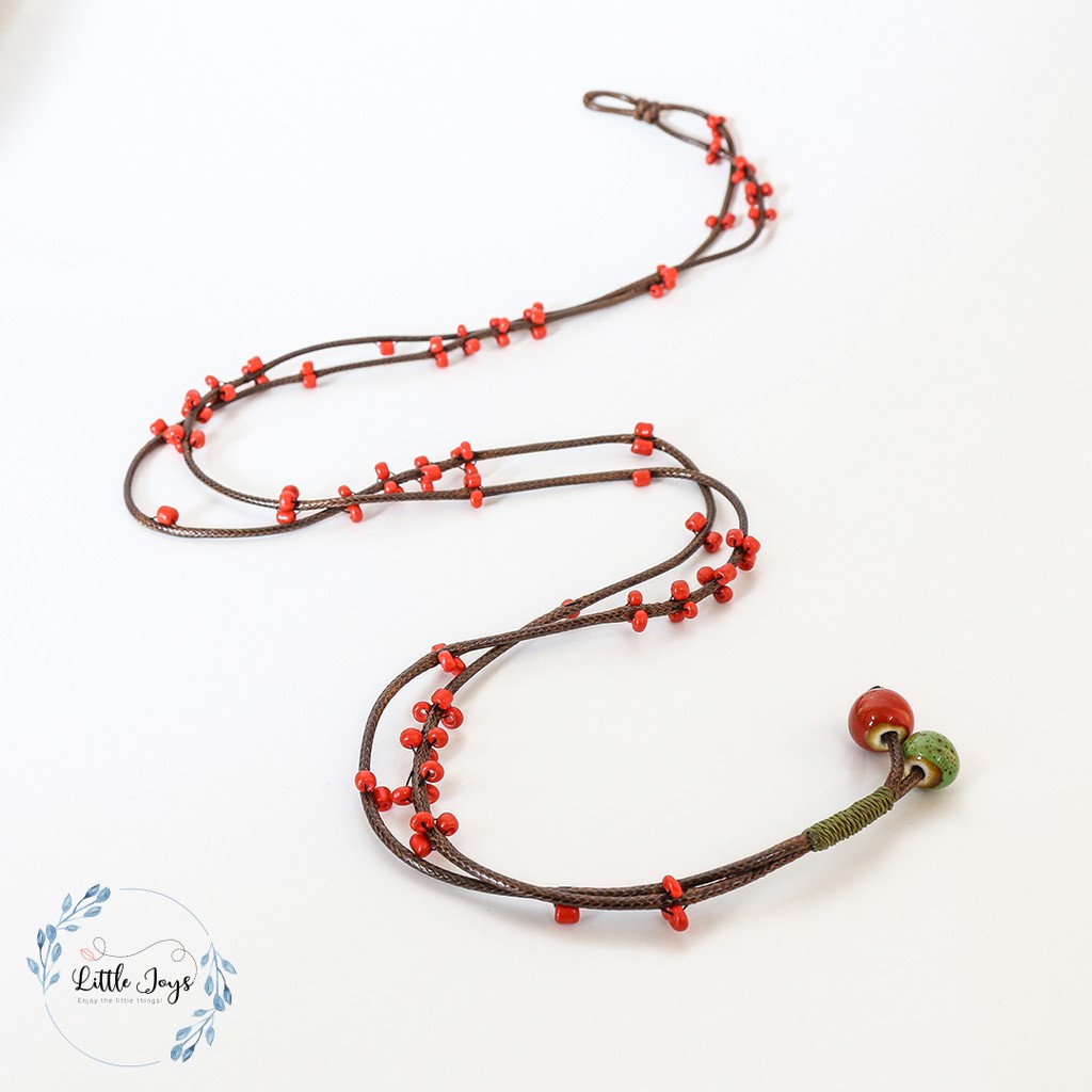 Vòng tay nhiều lớp phong cách Bohemian vòng tay hoa đỏ li ti