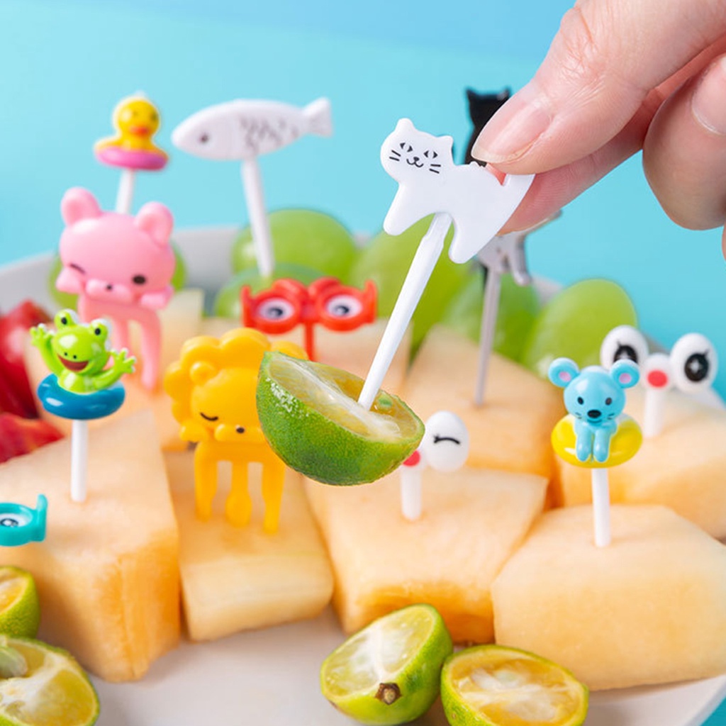 1 Bộ Nĩa Ăn Trái Cây Tráng Miệng Bằng Nhựa Chống Trượt Dễ Vệ Sinh Tái Sử Dụng Cho Trẻ Em