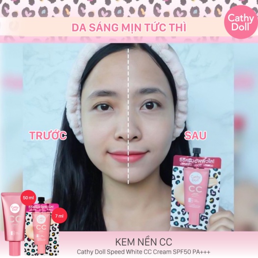 KEM NỀN CC CATHY DOLL MÀU XANH LÁ 02 GREEN 50G SPEED WHITE CC CREAM 50G CHÍNH HÃNG - 9256