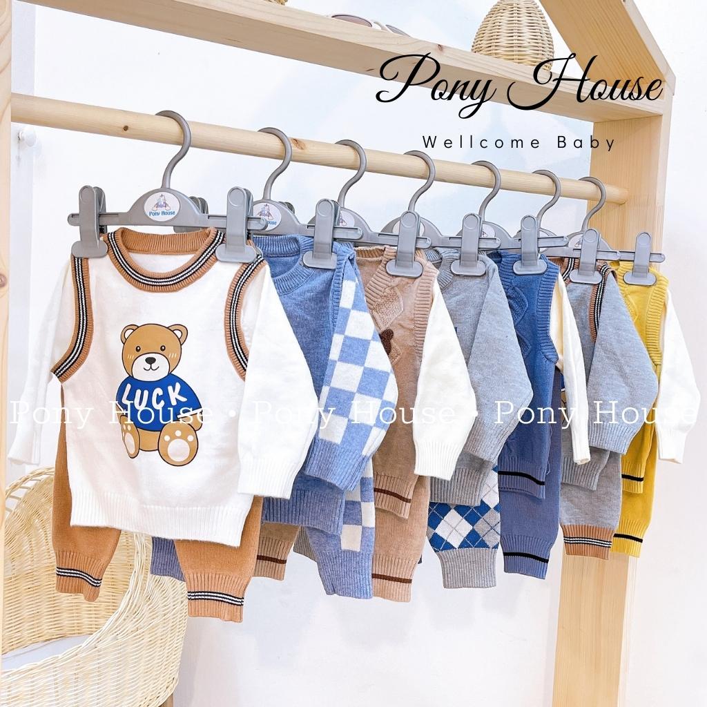 Bộ Len Dài Tay Hàng Quảng Châu Dày Dặn, Mềm Mịn Cho Bé Trai Từ Sơ Sinh (Size 66-90)