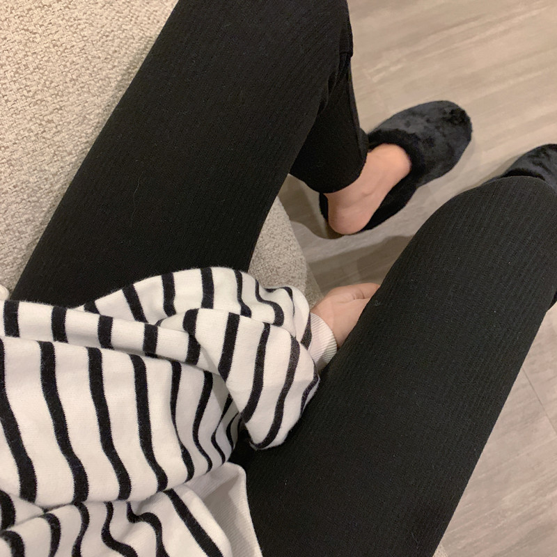 DUNEA Quần dài ôm dáng màu xám/ màu đen phong cách Hàn Quốc thời trang cho nữ