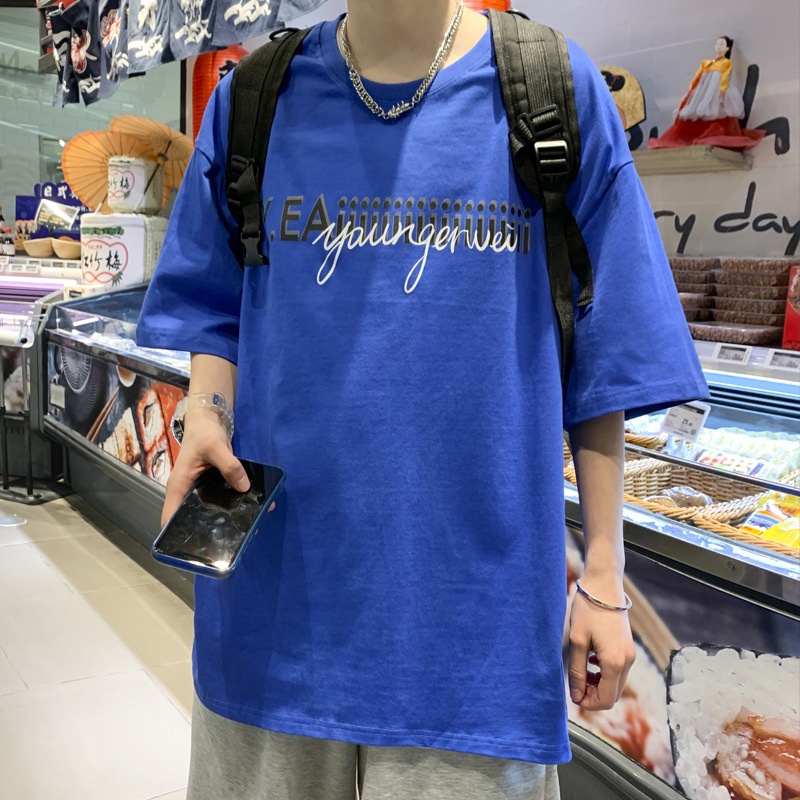Áo nam Ngắn Tay In Chữ Phong Cách Hàn Quốc
