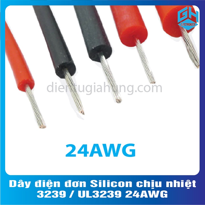 Set 5 Mét Dây điện đơn Silicon chịu nhiệt UL3239 22AWG,24AWG