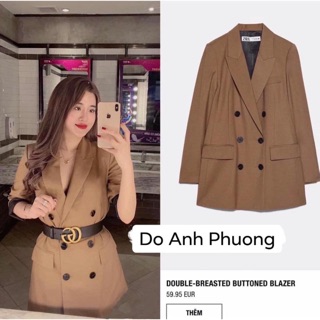 Áo khoác vest blazer suông nâu đậm zara