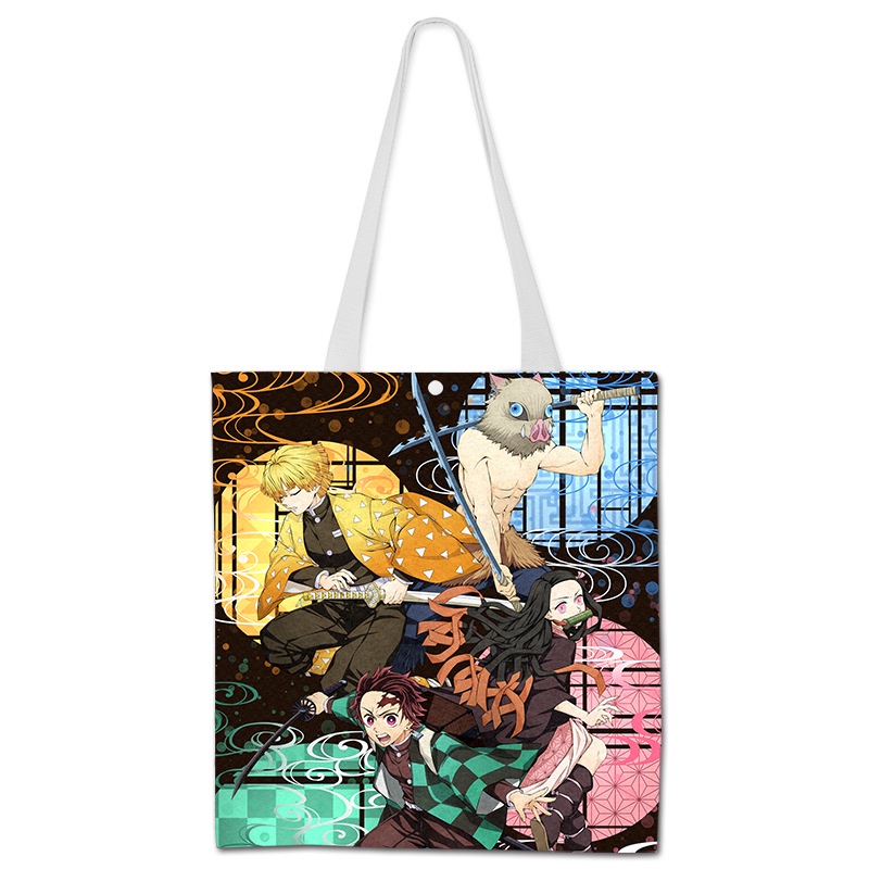 Túi Xách Tote In Hình Anime Demon Slayer Kochou Shinobu Rengoku Kyoujurou Tokitou Muichirou