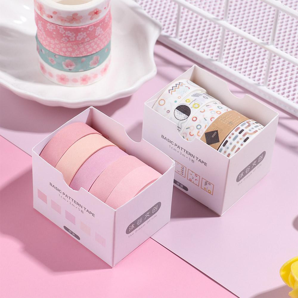 Set 5 Cuộn Băng Keo In Họa Tiết Dùng Làm Đồ Thủ Công / Trường Học