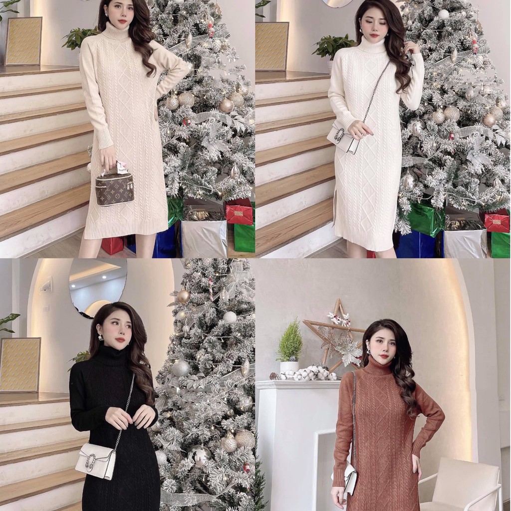 [HÀNG CÓ SẴN] Váy Len Nữ Dáng Suông Họa Tiết Thừng Xoắn_Hàng Quảng Châu Nặng Trịch_Xuống Phố Là Xinh | BigBuy360 - bigbuy360.vn